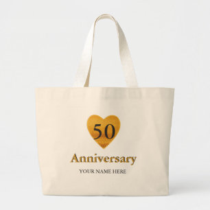 Gold Heart 50e Jubileum, speciaal aangepast Grote Tote Bag