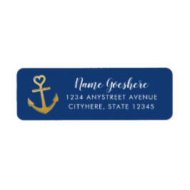 Gold Heart Anchor bewerkbaar kleurretouradres Etiket