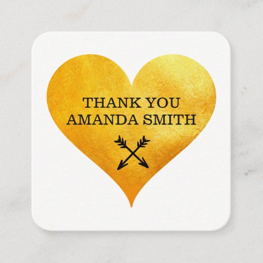 Gold Heart & Arrow / Hartelijk dank Vierkante Visitekaartje (Voorkant)
