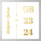 Gold Heart Arrows Names Jubileum Date Folie Afdrukken (Voorkant)
