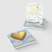 Gold Heart-ballon in het Onderzetter Sky Marble (Zijkant)