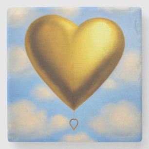 Gold Heart-ballon in het Onderzetter Sky Marble