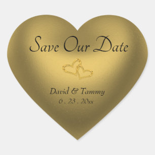 Gold Heart bespaart onze datum Hart Sticker