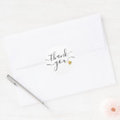 Gold Heart Black And White Thank You   Ronde Sticker (Envelop)