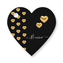 Gold Heart Black Valentijn Flat Wenskaart