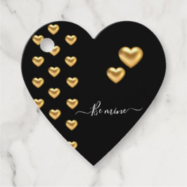 Gold Heart Black Valentijn Flat Wenskaart Bedankjes Labels