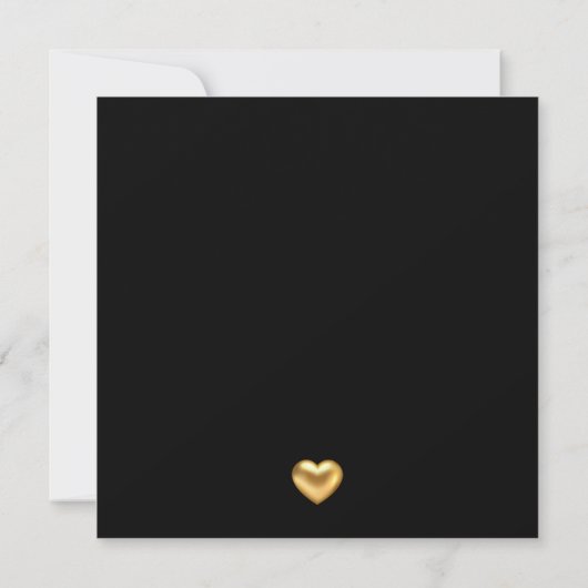 Gold Heart Black Valentijn Flat Wenskaart Kaart (Achterkant)