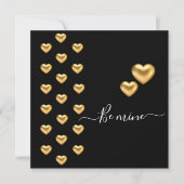 Gold Heart Black Valentijn Flat Wenskaart Kaart (Voorkant)