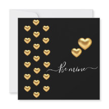 Gold Heart Black Valentijn Flat Wenskaart