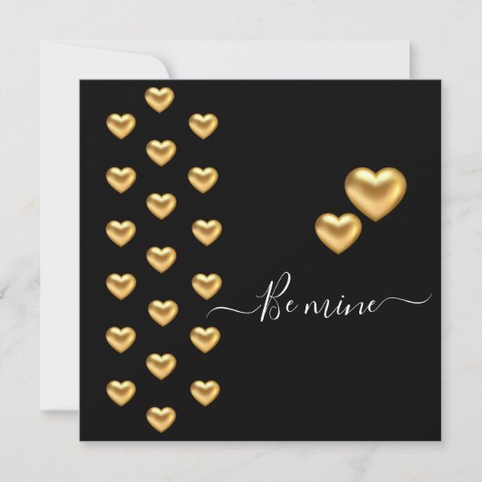 Gold Heart Black Valentijn Flat Wenskaart Kaart (Voorkant)