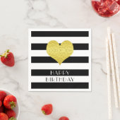 Gold Heart Black White Stripes Pattern Name Servet (Insitu)