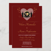 Gold Heart Bourgondië Mannelijke LGBTQ bruiloft ui Kaart (Voorkant / Achterkant)