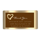 Gold Heart Browns Lijst Wedding Bridal RSVP Etiket (Voorkant)