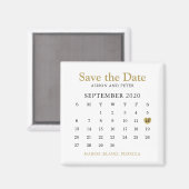 Gold Heart Calendar Wedding Save the Date Magneet (Voorkant / Achterkant)