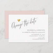 Gold Heart Calligraphy Cute Simple Change the Date Aankondiging (Voorkant / Achterkant)