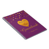 Gold Heart Confetti Glitter Faux Folie Blue Guest Notitieboek (Rechterzijde)