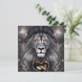 Gold Heart Cosmic Lion Kaart (Staand voorkant)