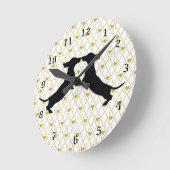Gold Heart Dachshund Silhouette Wall klok (Hoek)