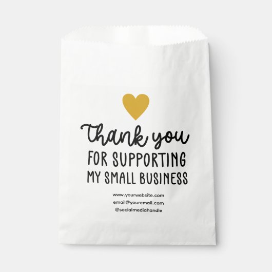 Gold Heart Dank u voor het ondersteunen van kleine Bedankzakje (Voorkant)