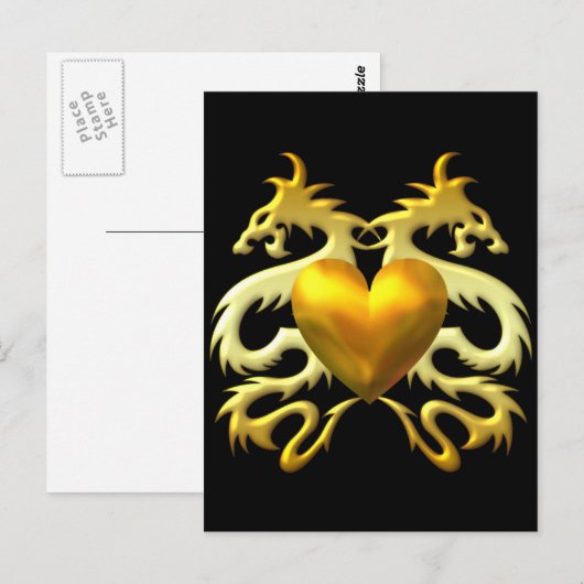GOLD HEART DRAGONS BRIEFKAART (Voorkant / Achterkant)