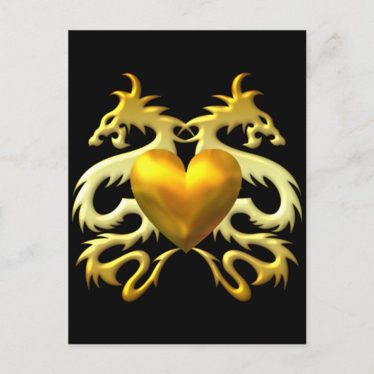 GOLD HEART DRAGONS BRIEFKAART (Voorkant)