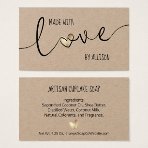 Gold Heart Elegant gemaakt met Love Kraft Gift Lab Visitekaartje