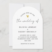 Gold Heart Elegant Modern Script Wedding Kaart (Voorkant)