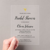 Gold Heart Elegant Modern Vrijgezellenfeest Acryl Uitnodigingen (Insitu (Draagbaar))