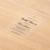 Gold Heart Elegant Modern Vrijgezellenfeest Acryl Uitnodigingen (Laagn)