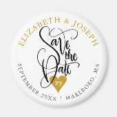 Gold Heart Elegant Script Save the Date Magneet (Voorkant)