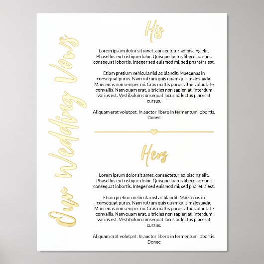 Gold Heart en Script Wedding Vows Keepslag Folie Afdrukken (Voorkant)