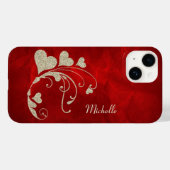 Gold Heart Faux Glitter op Red Case-Mate iPhone Case (Achterkant (horizontaal))
