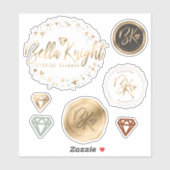Gold Heart Gem en Confetti Custom Made Company Log Sticker (Vel)