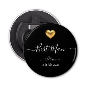 Gold Heart Groomsman Weddenschap Bottle Opener
