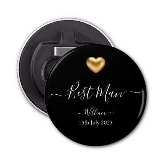 Gold Heart Groomsman Weddenschap Bottle Opener (Voorkant)