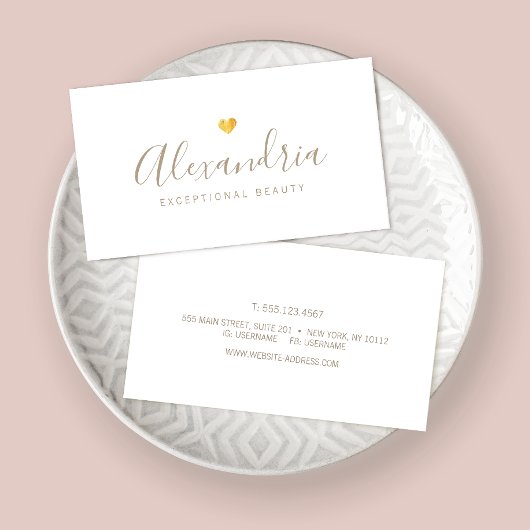 Gold Heart Handgeschreven Script Calligrafie Visitekaartje