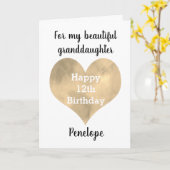 Gold Heart Happy 12e verjaardag kleindochter Kaart (Gele Bloem)