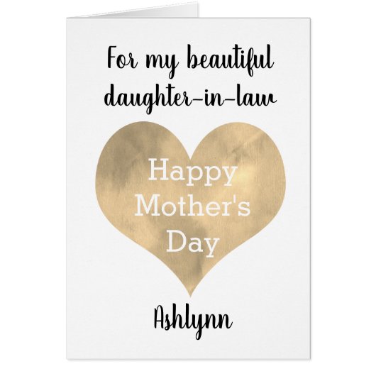 Gold Heart Happy Moederdag Daughter in Law (Voorkant)