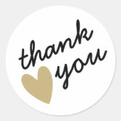 Gold Heart Hartelijk dank Ronde Sticker (Voorkant)