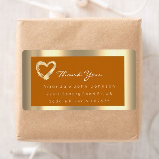 Gold Heart Honey Framed Wedding Bridal RSVP Etiket (Insitu)