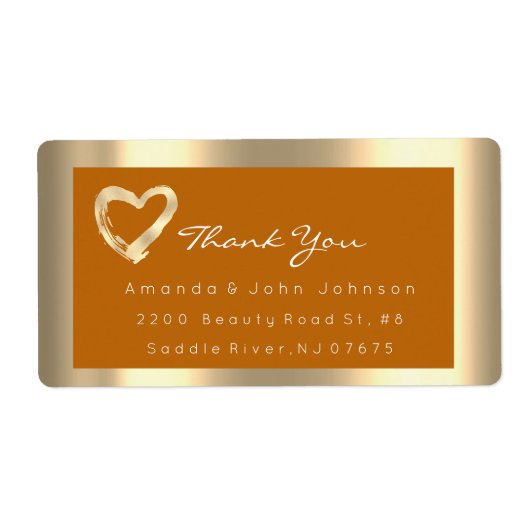 Gold Heart Honey Framed Wedding Bridal RSVP Etiket (Voorkant)