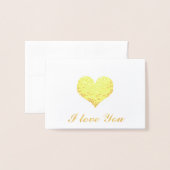 Gold Heart, ik hou van je Folie Kaarten (Voorkant met envelop)
