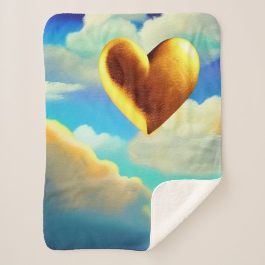 Gold Heart in Clouds Sherpa Blanket Sherpa Deken (Voorkant)