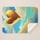 Gold Heart in Clouds Sherpa Blanket Sherpa Deken (Voorkant (horizontaal))
