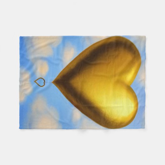 Gold Heart in de Sky Blanket Fleece Deken (Voorkant (Horizontaal))
