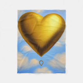 Gold Heart in de Sky Blanket Fleece Deken