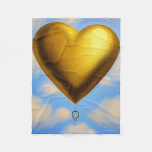 Gold Heart in de Sky Blanket Fleece Deken (Voorkant)