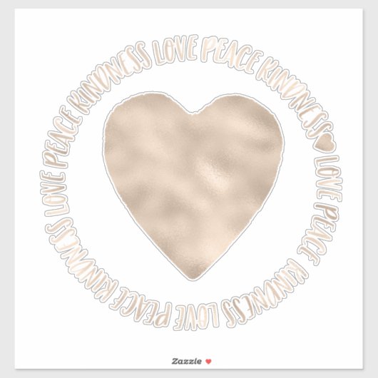 Gold Heart Kindness Love Peace Inspirerend Quote Sticker (Vel)
