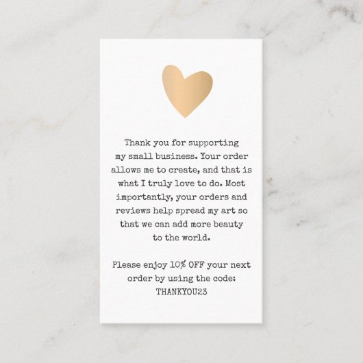 Gold Heart Klant Bedankt voor korting op Coupon Visitekaartje (Voorkant)
