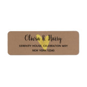 Gold Heart Kraft Bruiloft Retouradres Labels (Voorkant)